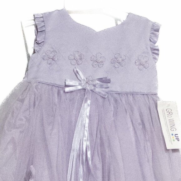 Growing Up Girls Gray Tutu Dress Floral Sleeveless V-Neck Pure Polyester Size XL - Picture 3 of 5